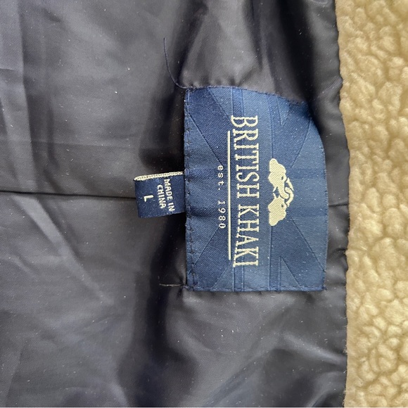 British Khaki Plaid Quilted Zip Vest Blue Green Women's L fur collar snap pocket - Picture 9 of 10